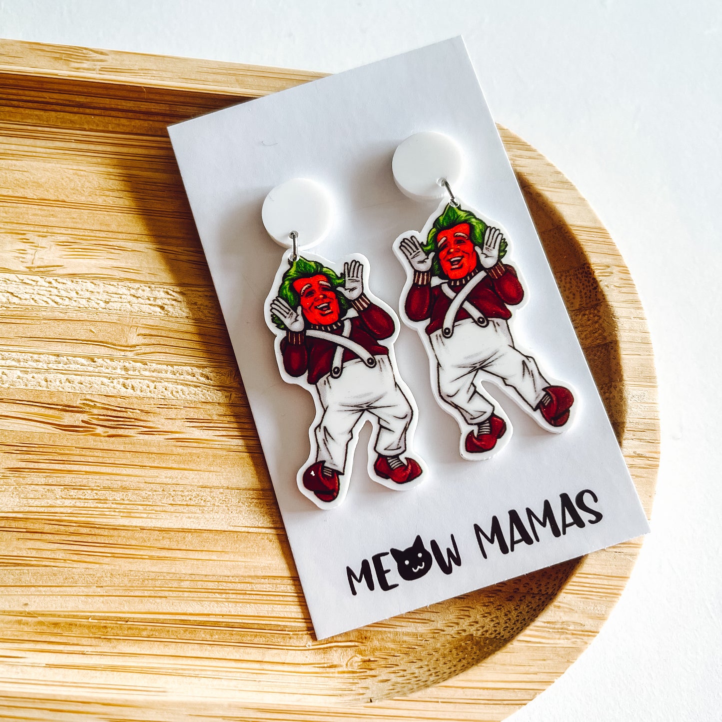 Mismatched Oompa Loompa dangle earrings