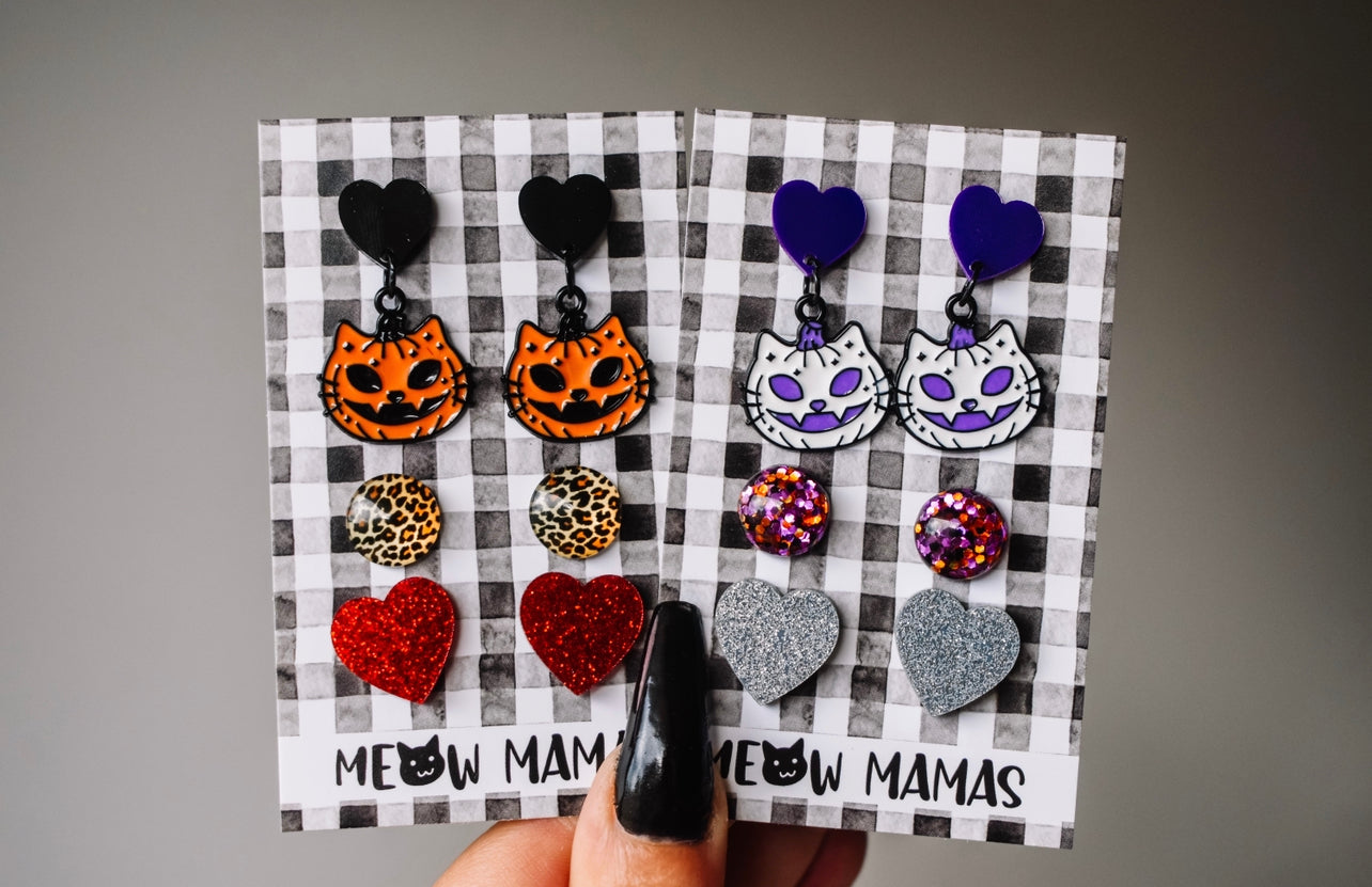 Pumpkin Kitty earring set
