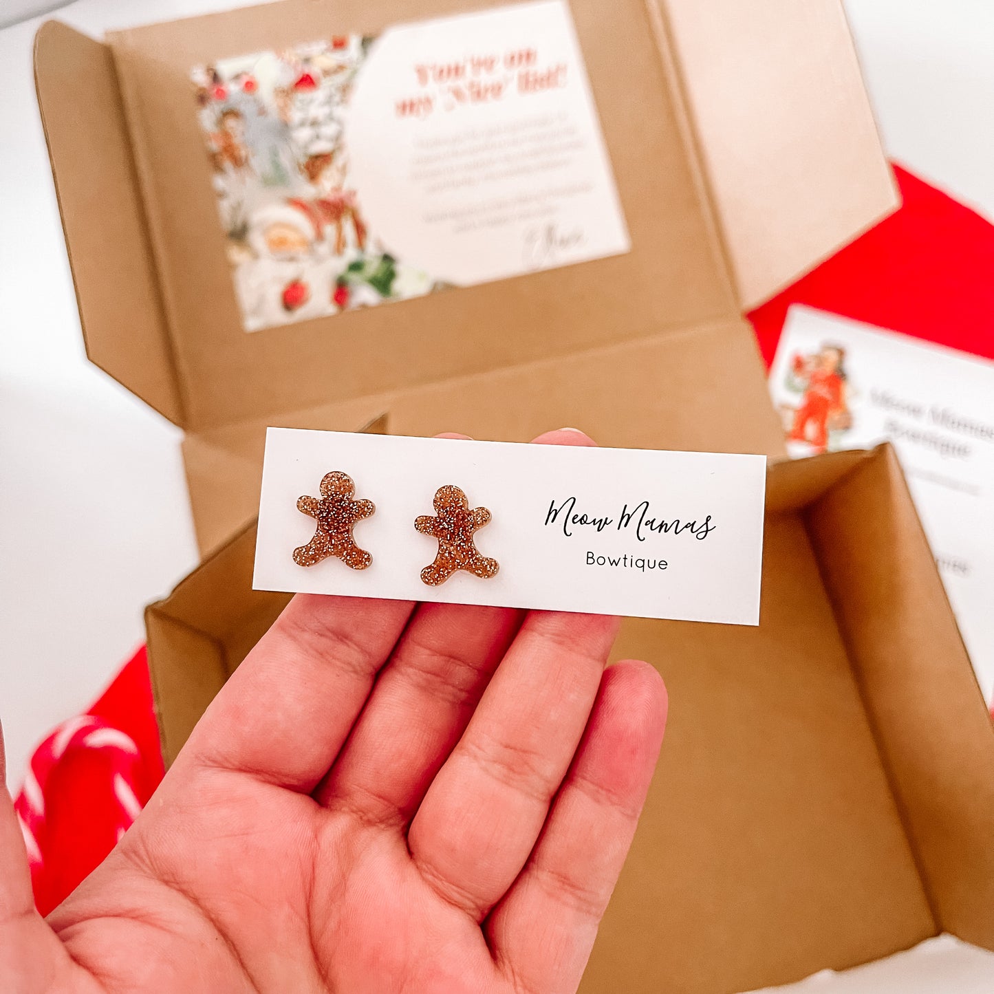 12mm gingerbread glitter studs