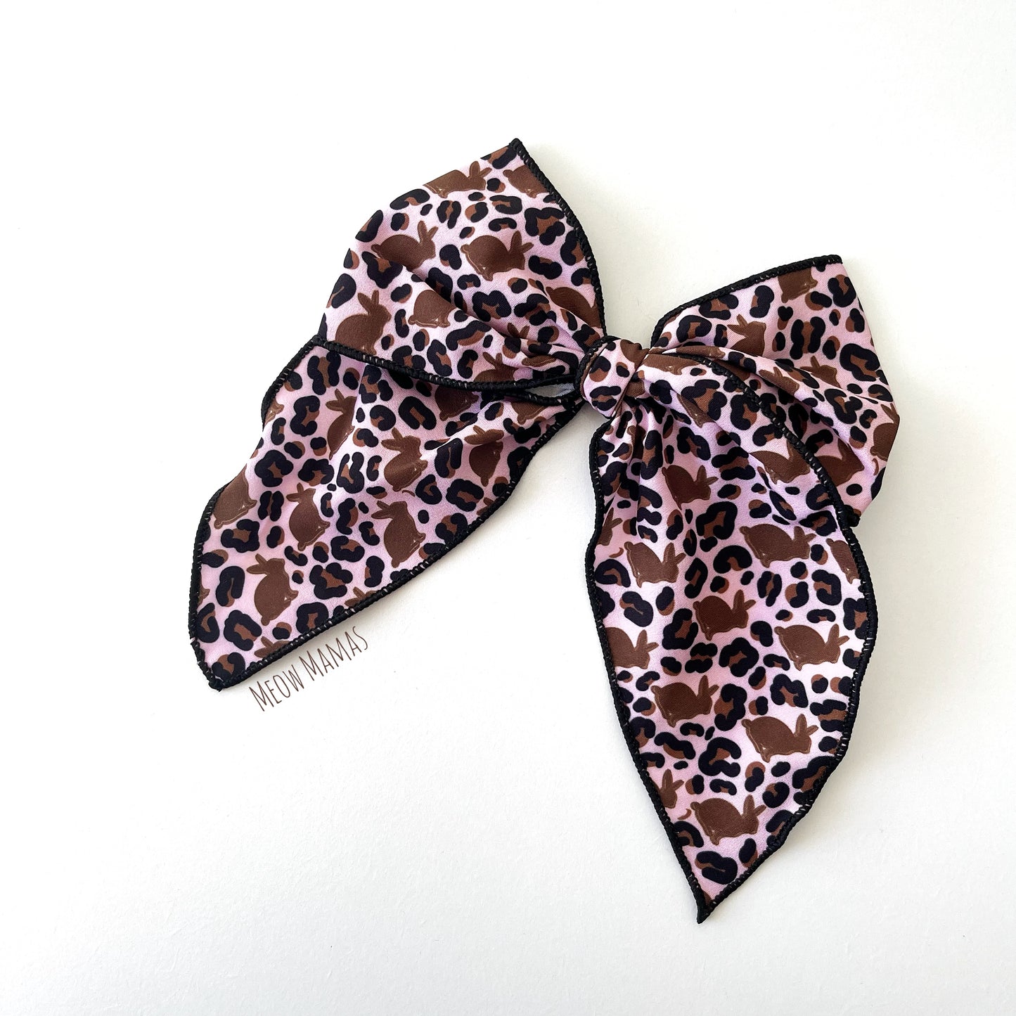 Leopard bunny 5 inch hand tied sailor bow