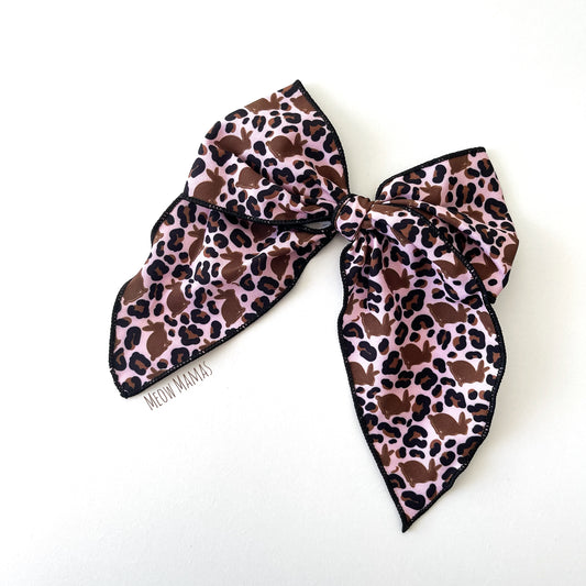 Leopard bunny 5 inch hand tied sailor bow
