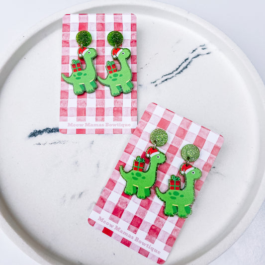 Christmas brachiosaurus Dinosaur dangles ๐ฆ