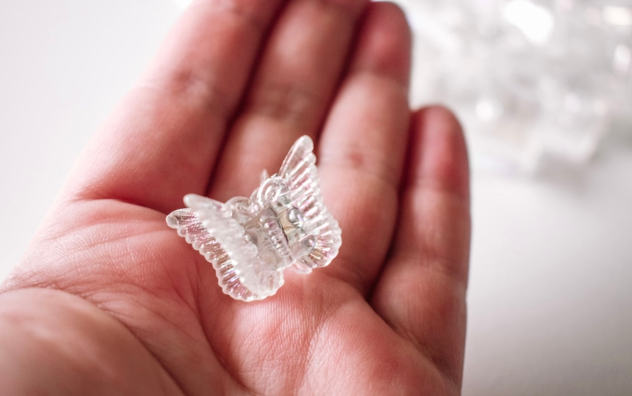 Iridescent butterfly mini claw clips