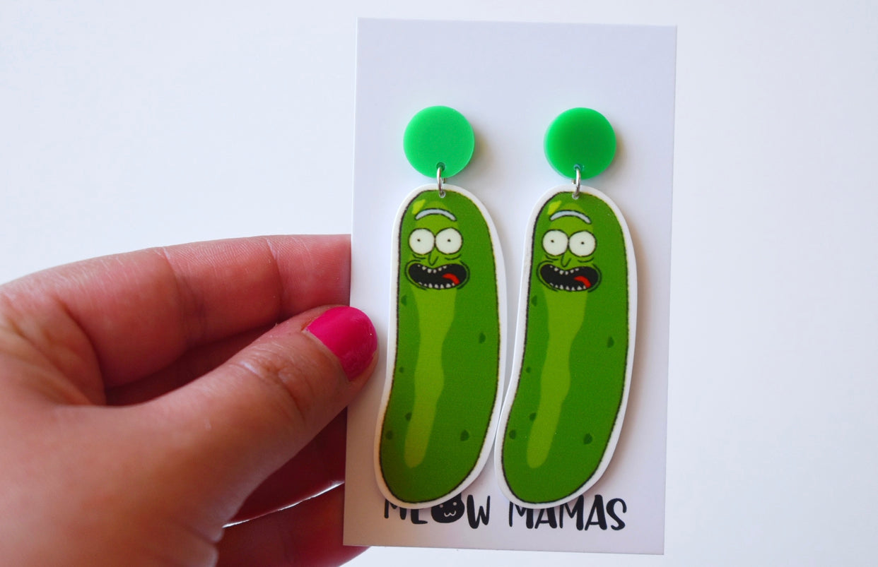 Pickle Rick dangle earrings