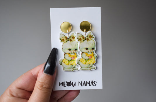 Sunflower bunny dangle earrings