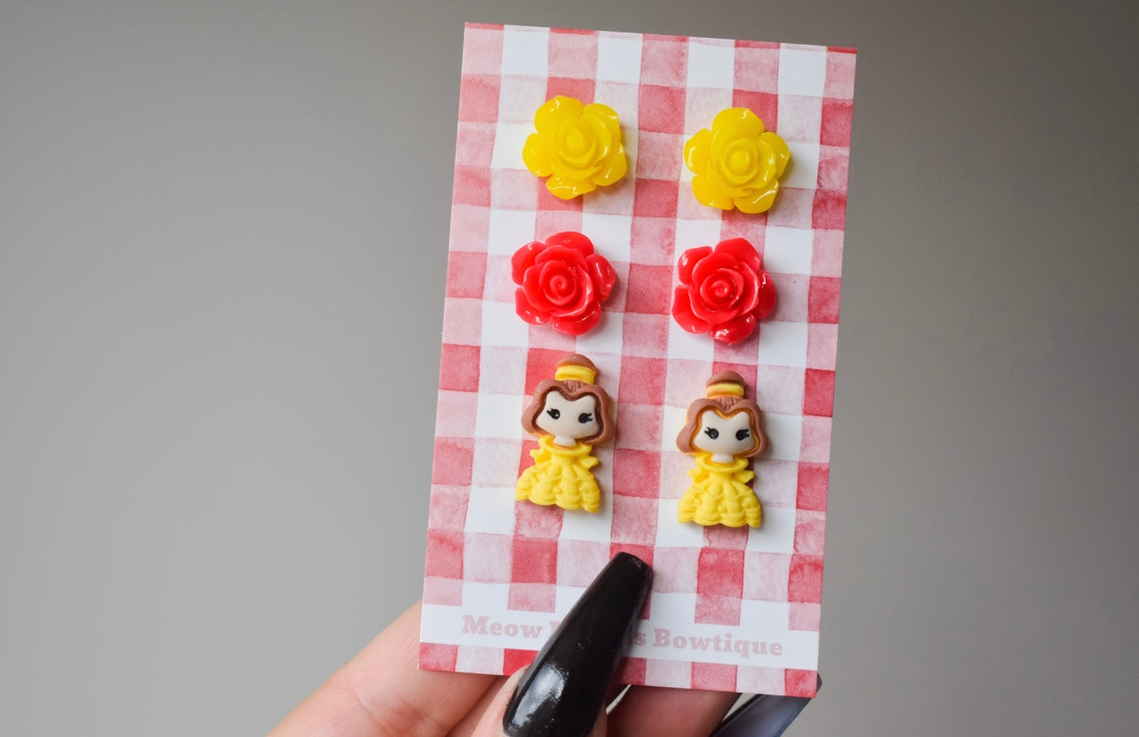 Yellow princess stud earring set