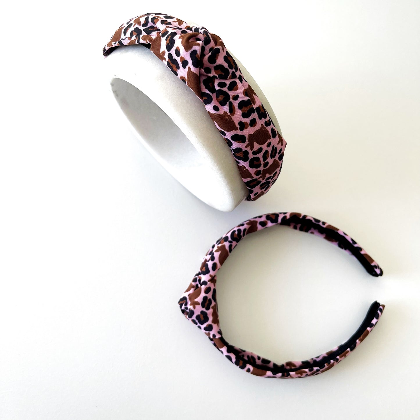 Leopard bunny Top Knot hard headband