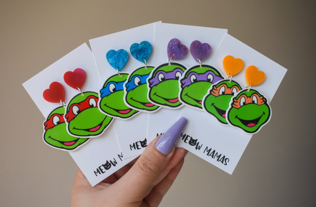 Orange turtle dangle earrings