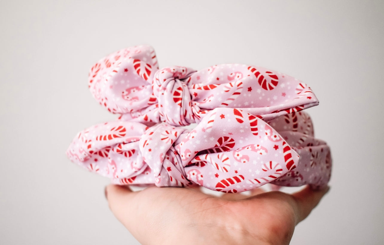 Bubblegum candy cane Twist Knot hard headband