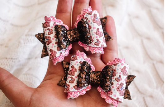 Chocolate bunnies petite bow