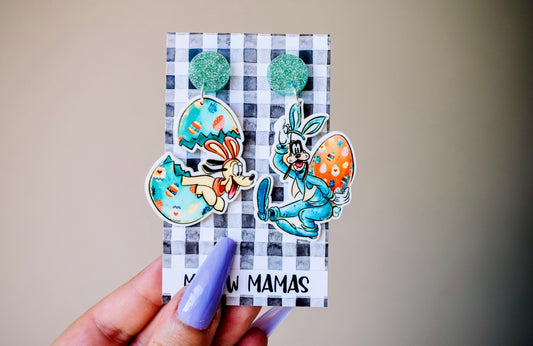 Vintage Easter dog dangle earrings