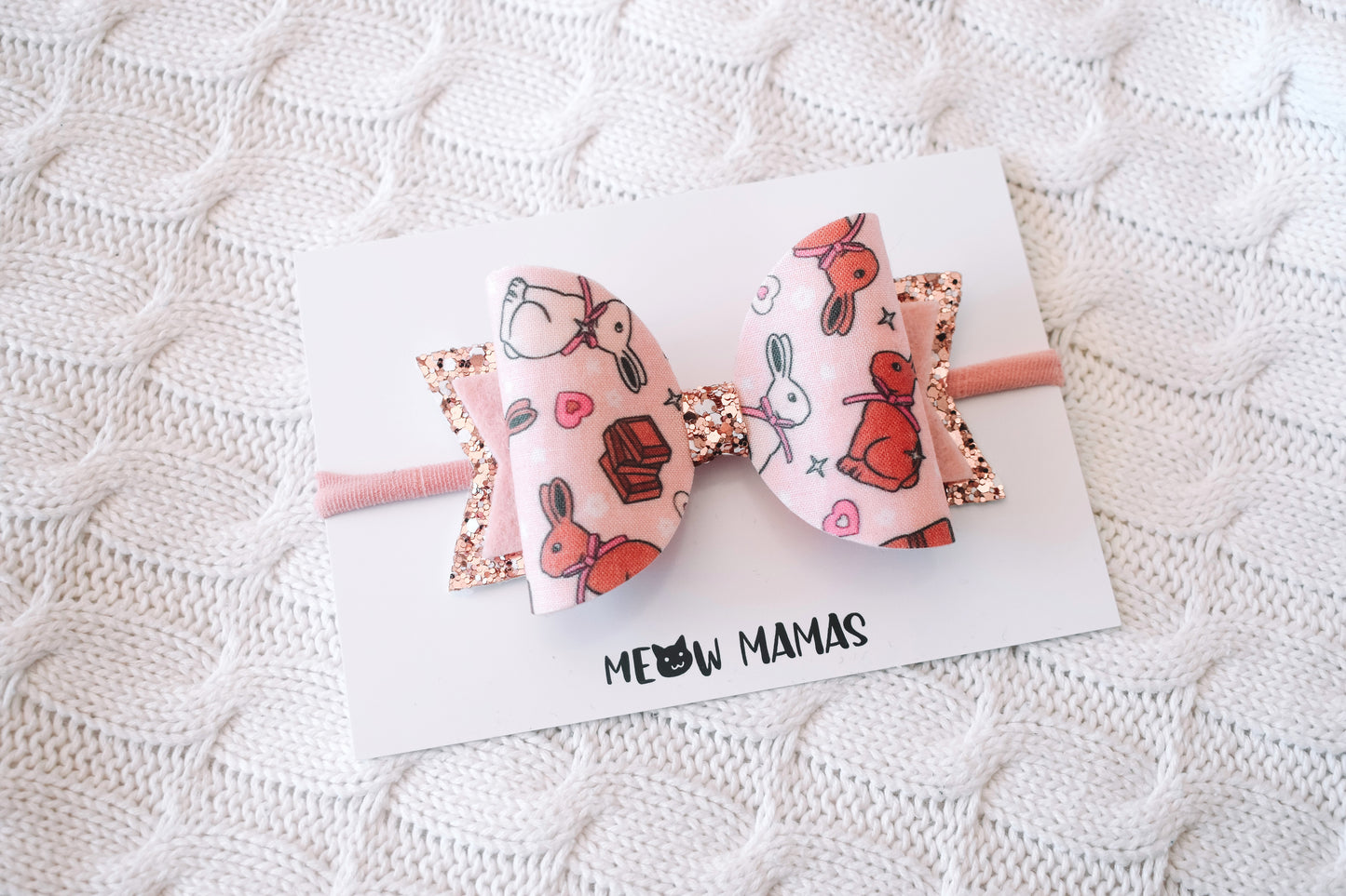 Soft tone bunny cotton bow