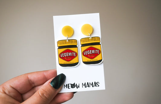 Vegemite dangle earrings