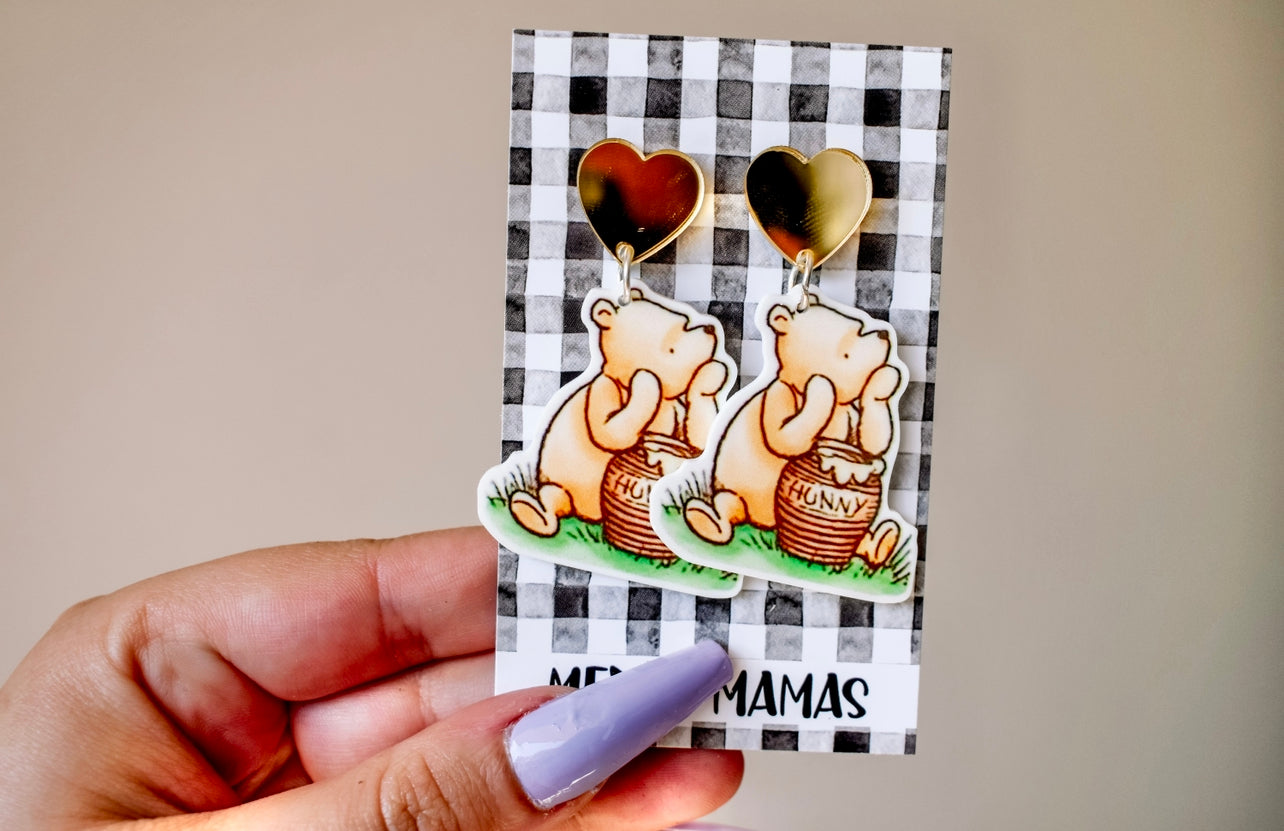 Vintage golden bear dangle earrings