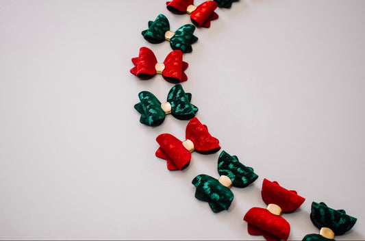 RED Leopard metallic and velvet petite bow