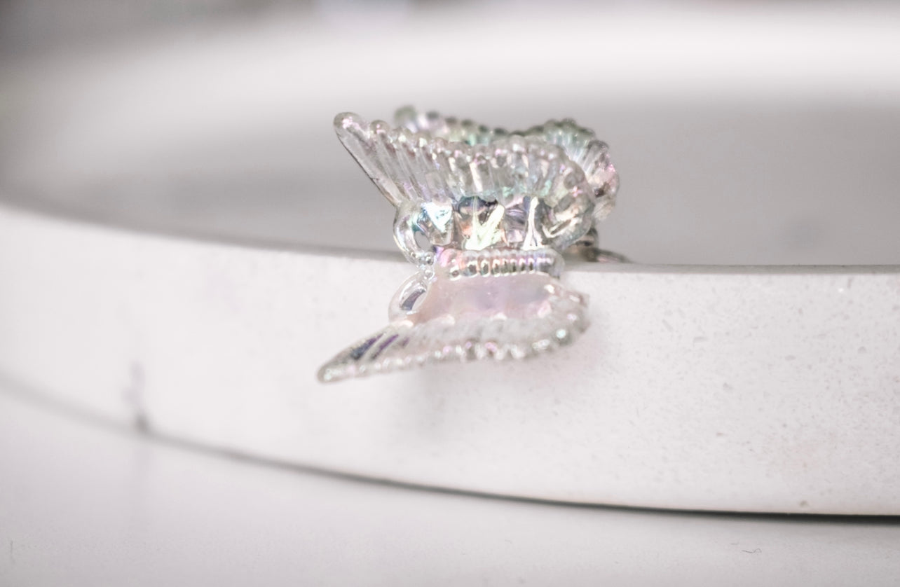 Iridescent butterfly mini claw clips