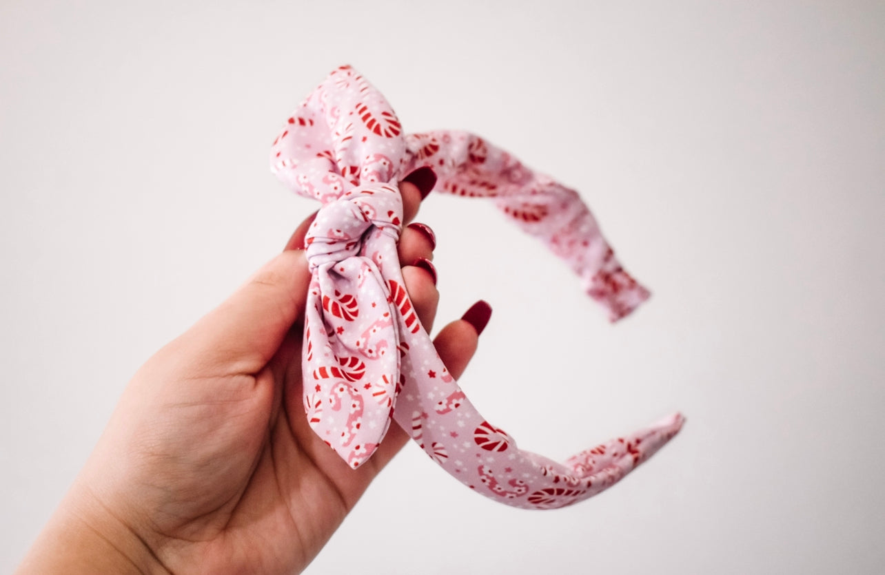 Bubblegum candy cane Twist Knot hard headband