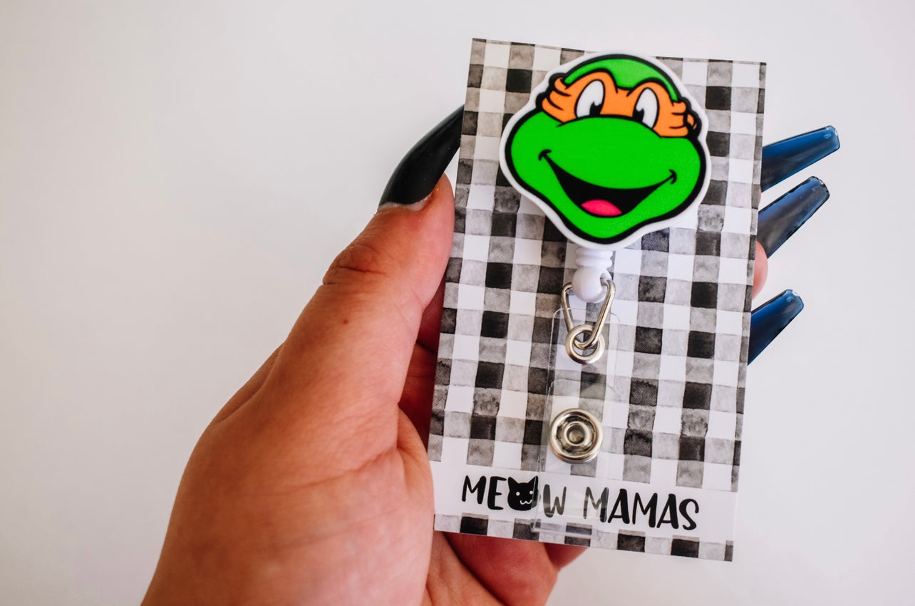 Orange turtle Badge reel