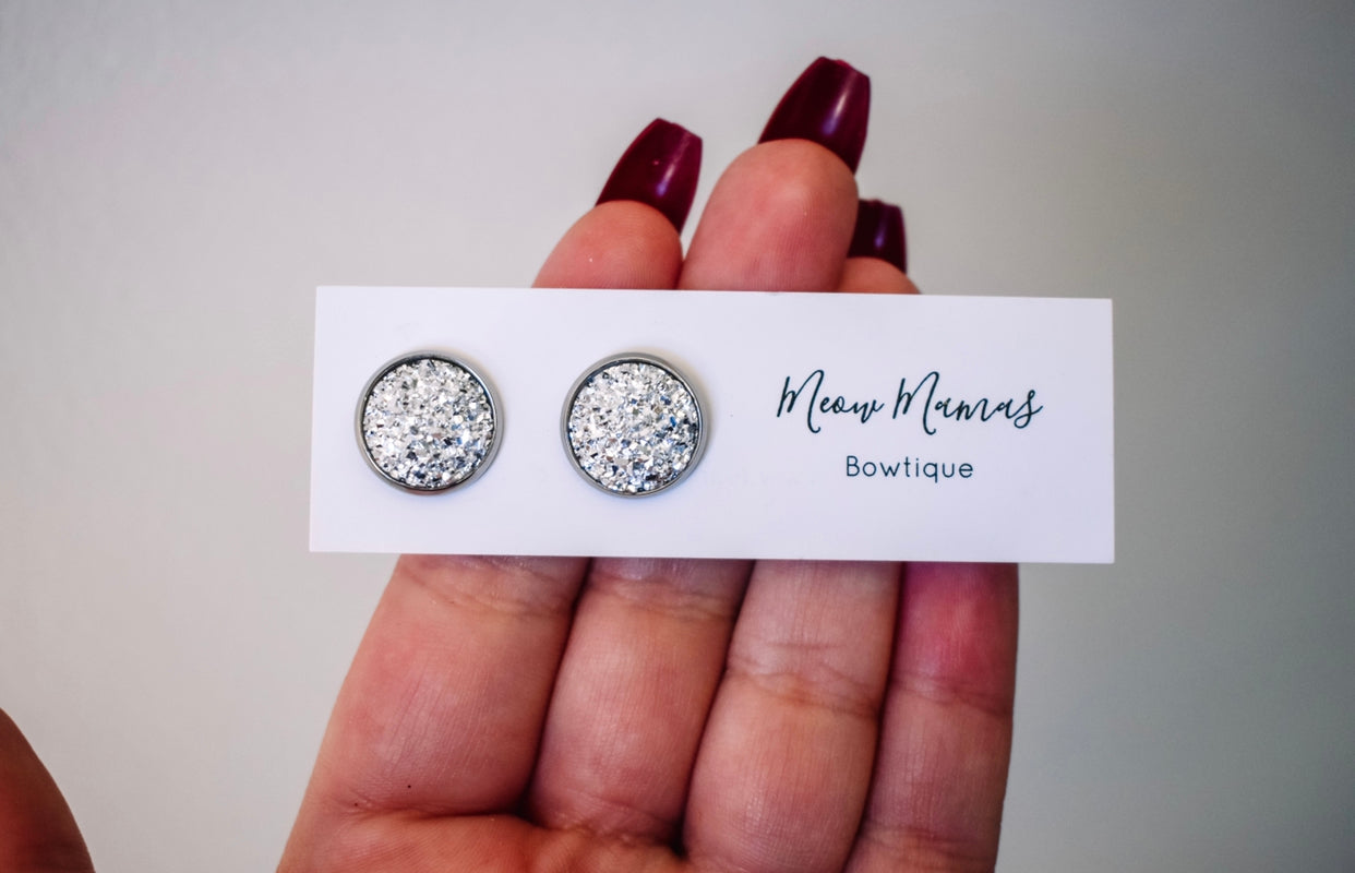 Silver textured studs