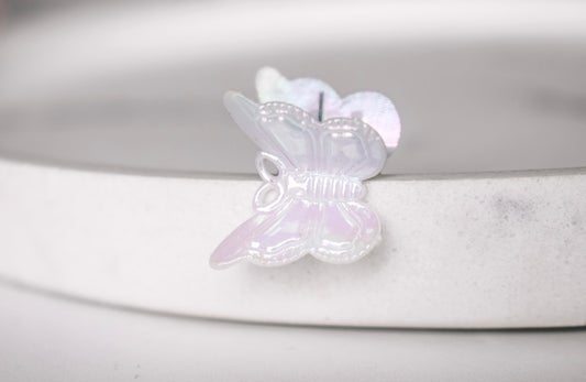 Pearl white butterfly mini claw clips