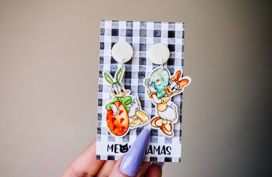 Vintage Easter duck dangle earrings