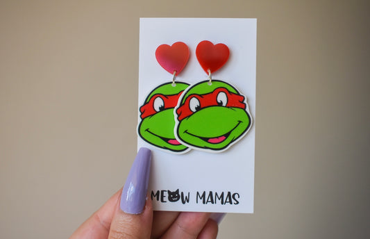 Red turtle dangle earrings