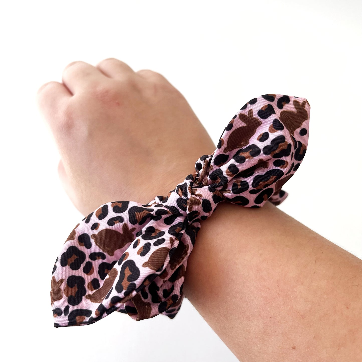 Leopard bunny small twist scrunchie