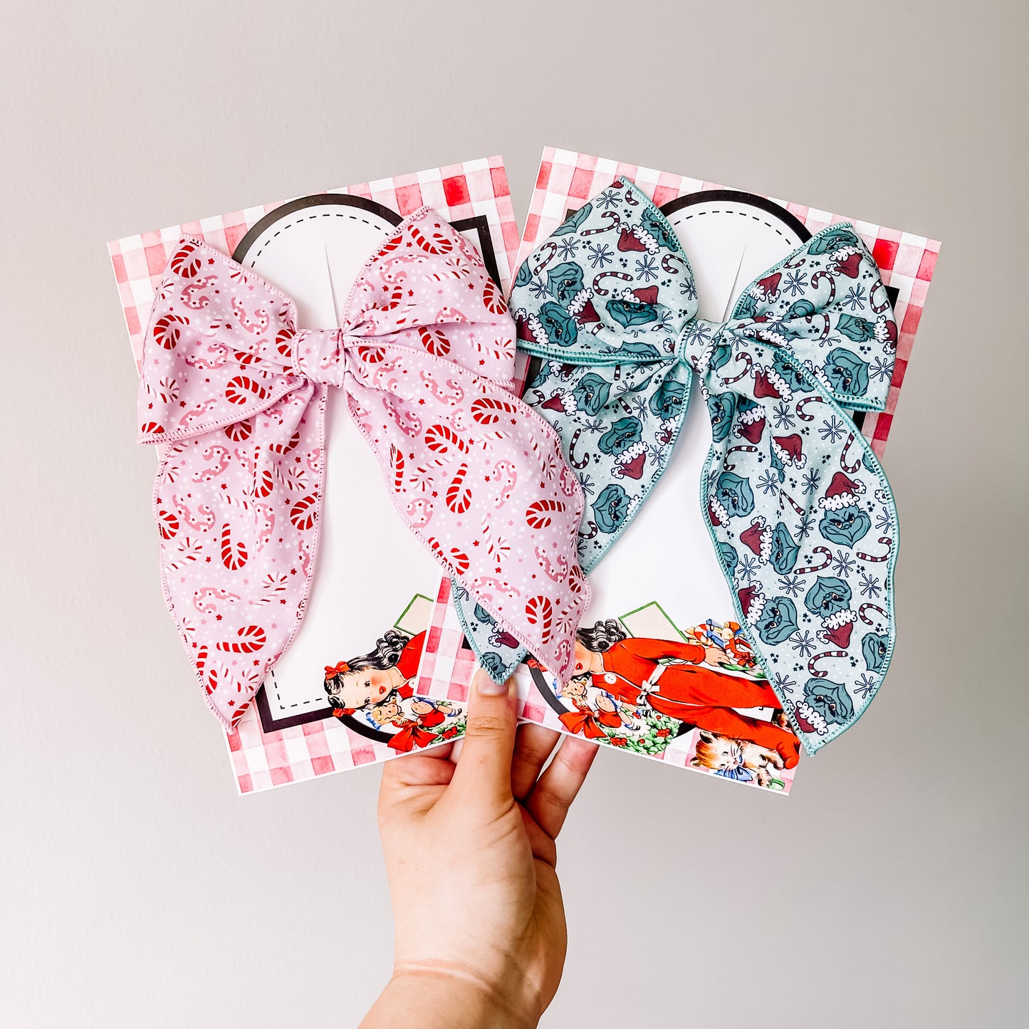 Bubblegum candy cane 5 inch hand tied sailor bow