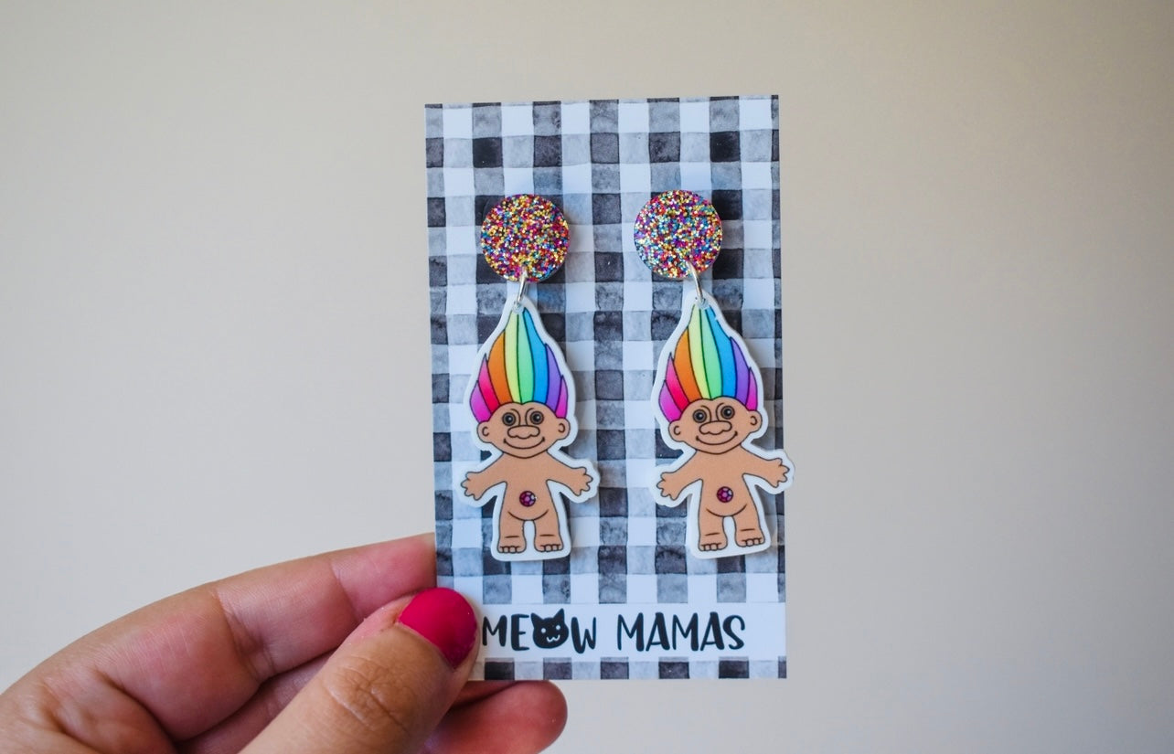 90s Troll dangle earrings