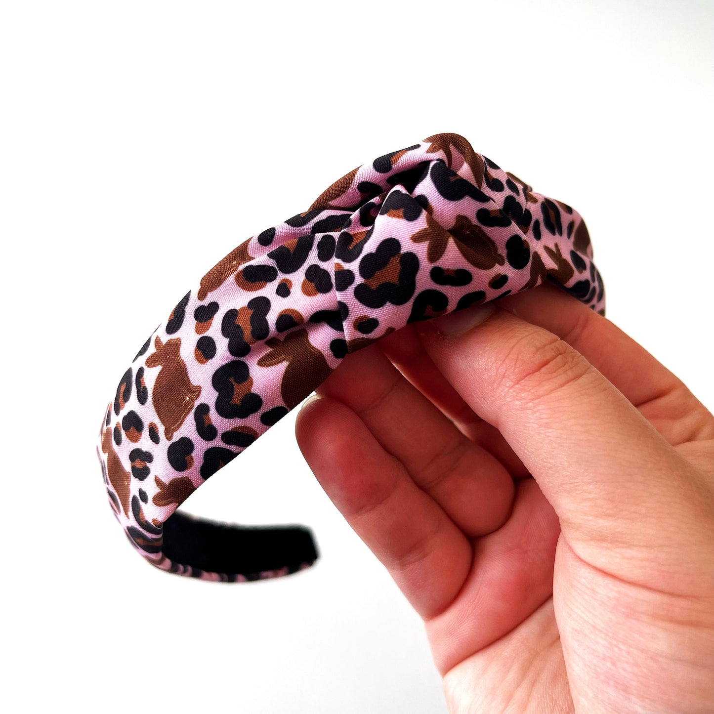 Leopard bunny Top Knot hard headband