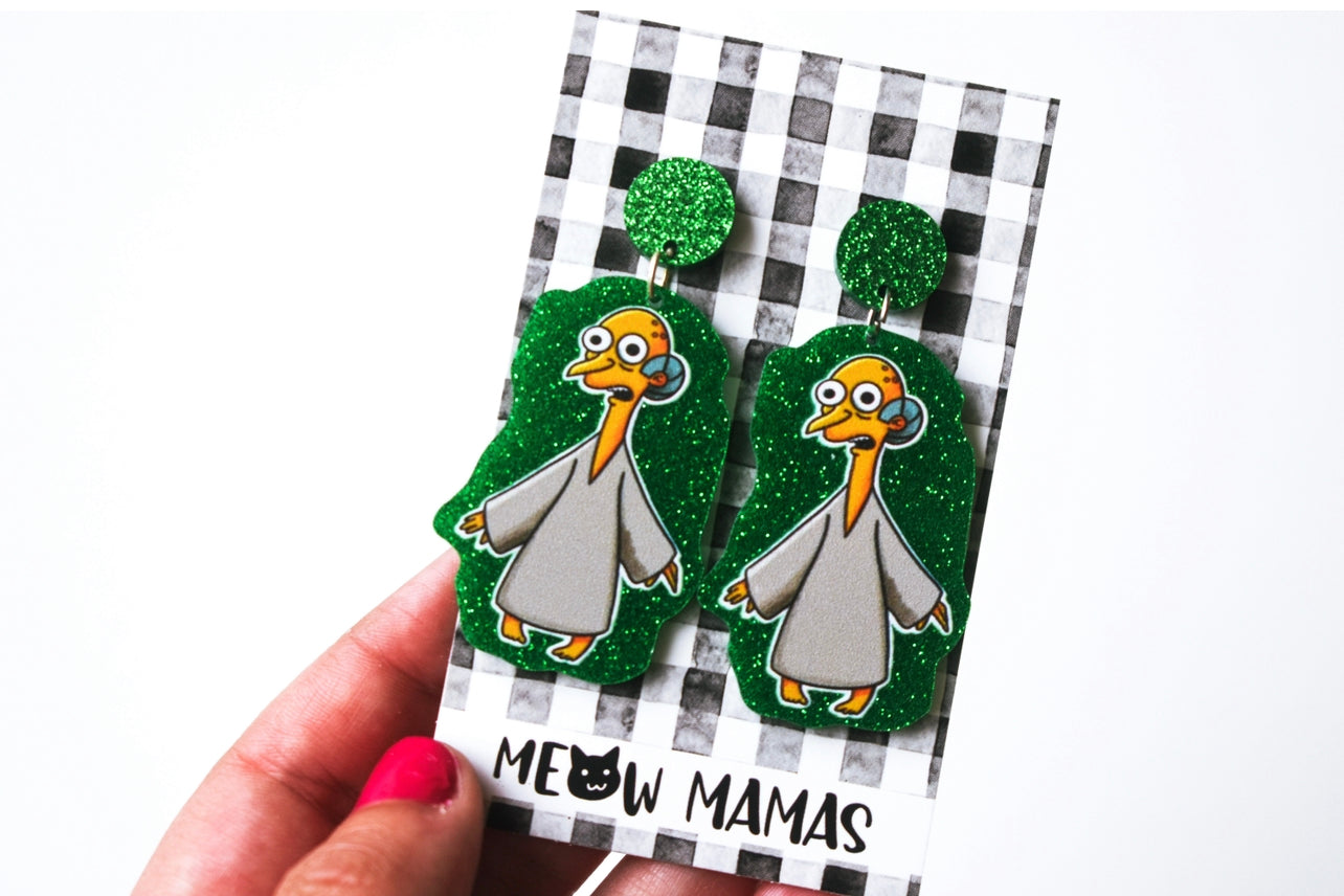 Mr Burns Glow Acrylic earrings