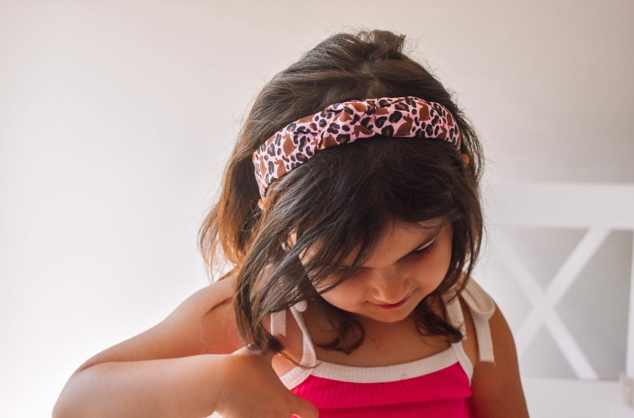 Leopard bunny Top Knot hard headband