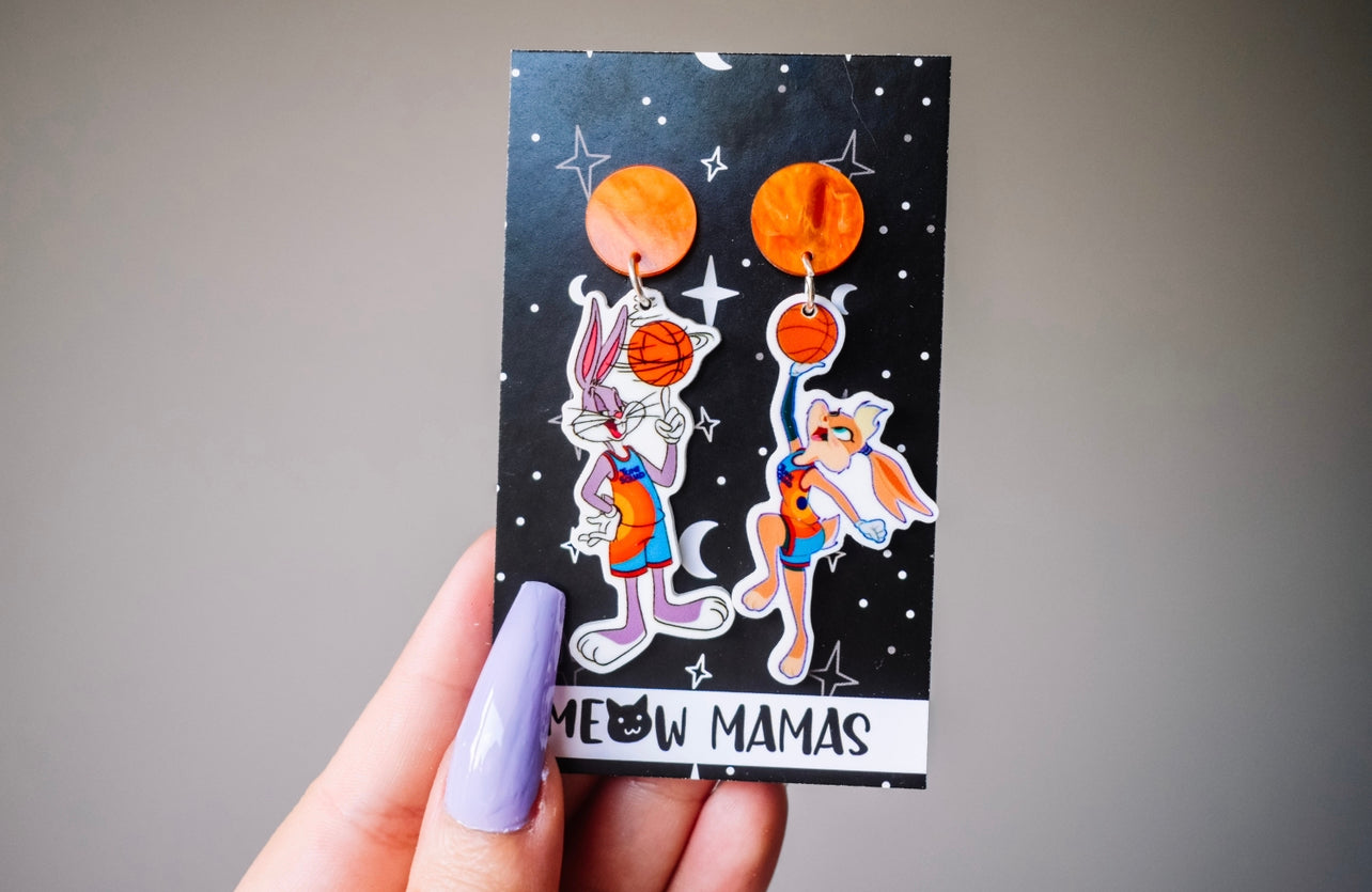 Basketball bunnies dangle earrings