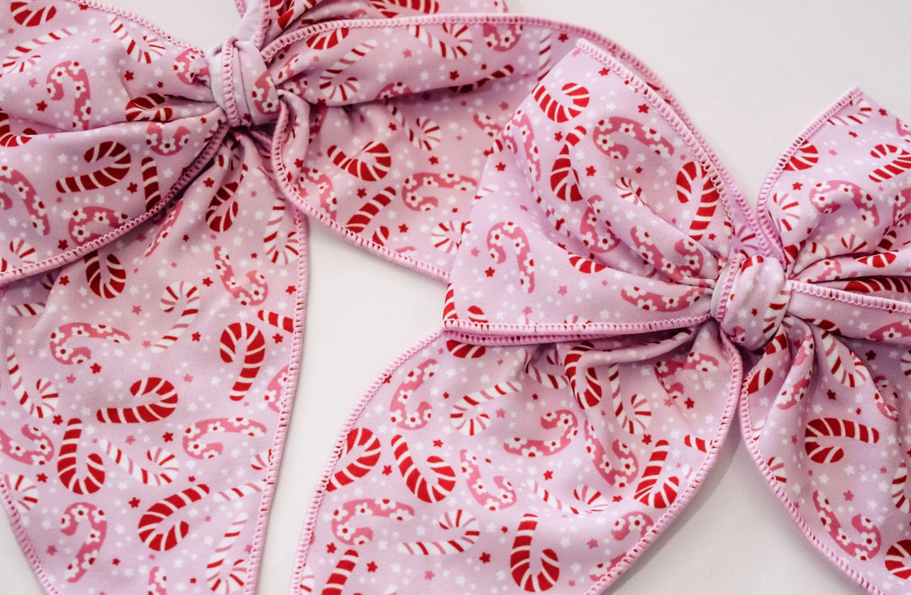 Bubblegum candy cane 5 inch hand tied sailor bow