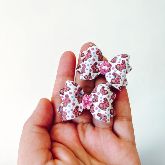 Chocolate bunny teeny Tiny pigtail set