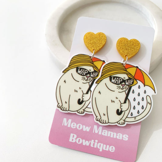 WAP kitty cat  dangle earrings