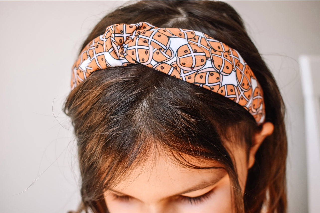 Hot cross bun Top Knot hard headband