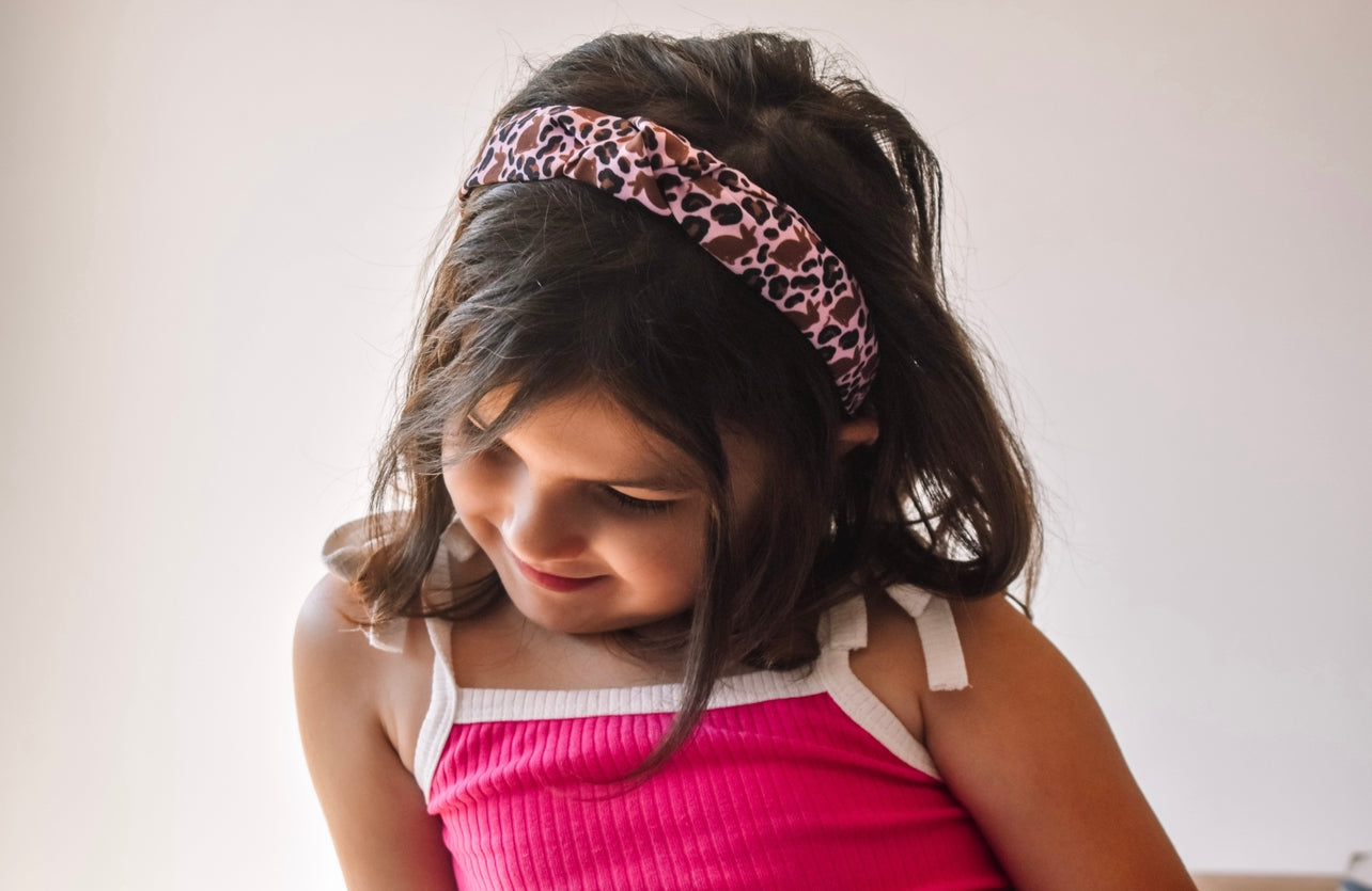 Leopard bunny Top Knot hard headband