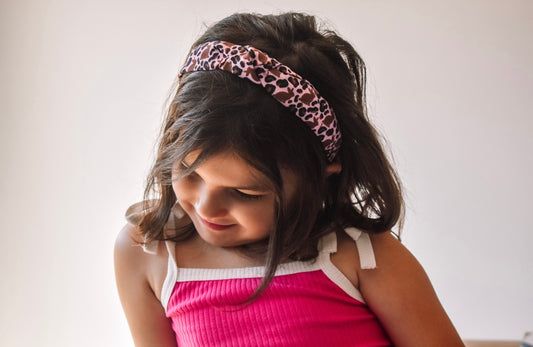 Leopard bunny Top Knot hard headband