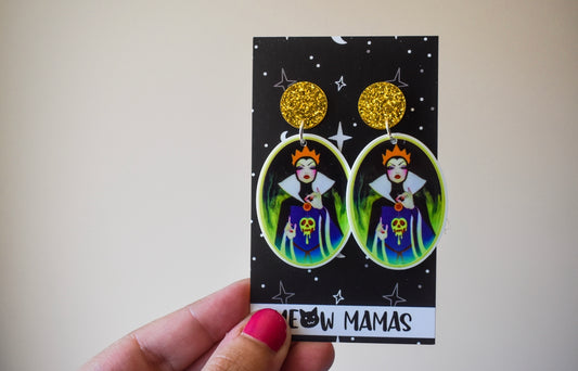 Evil queen dangle earrings