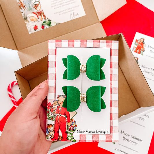 Christmas green plush pigtails