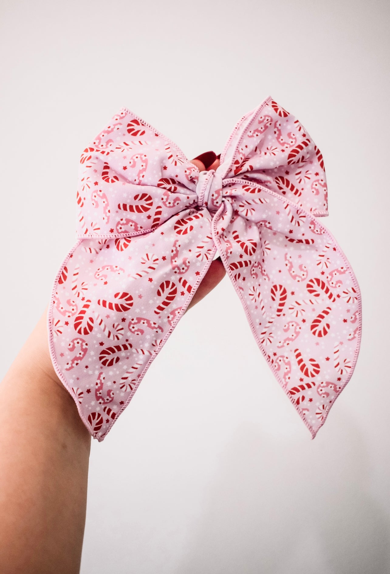 Bubblegum candy cane 5 inch hand tied sailor bow