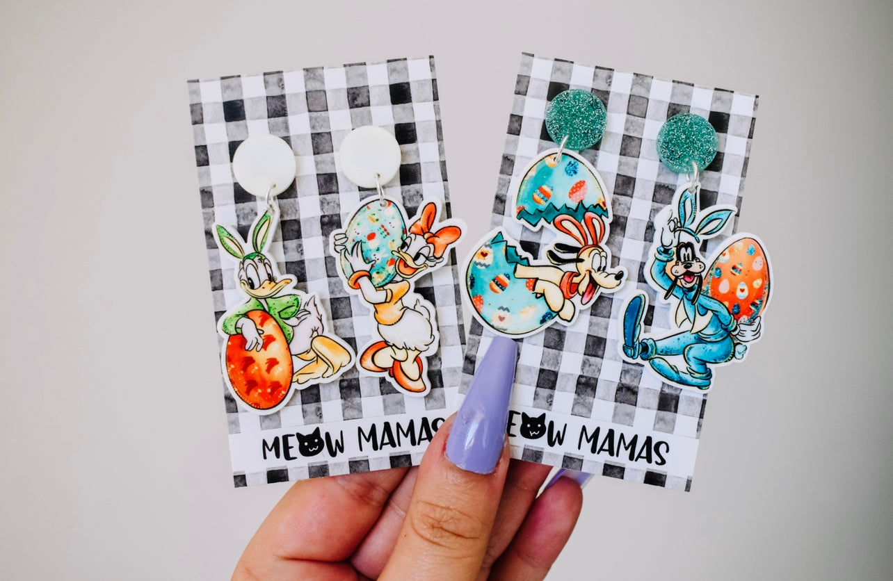 Vintage Easter dog dangle earrings