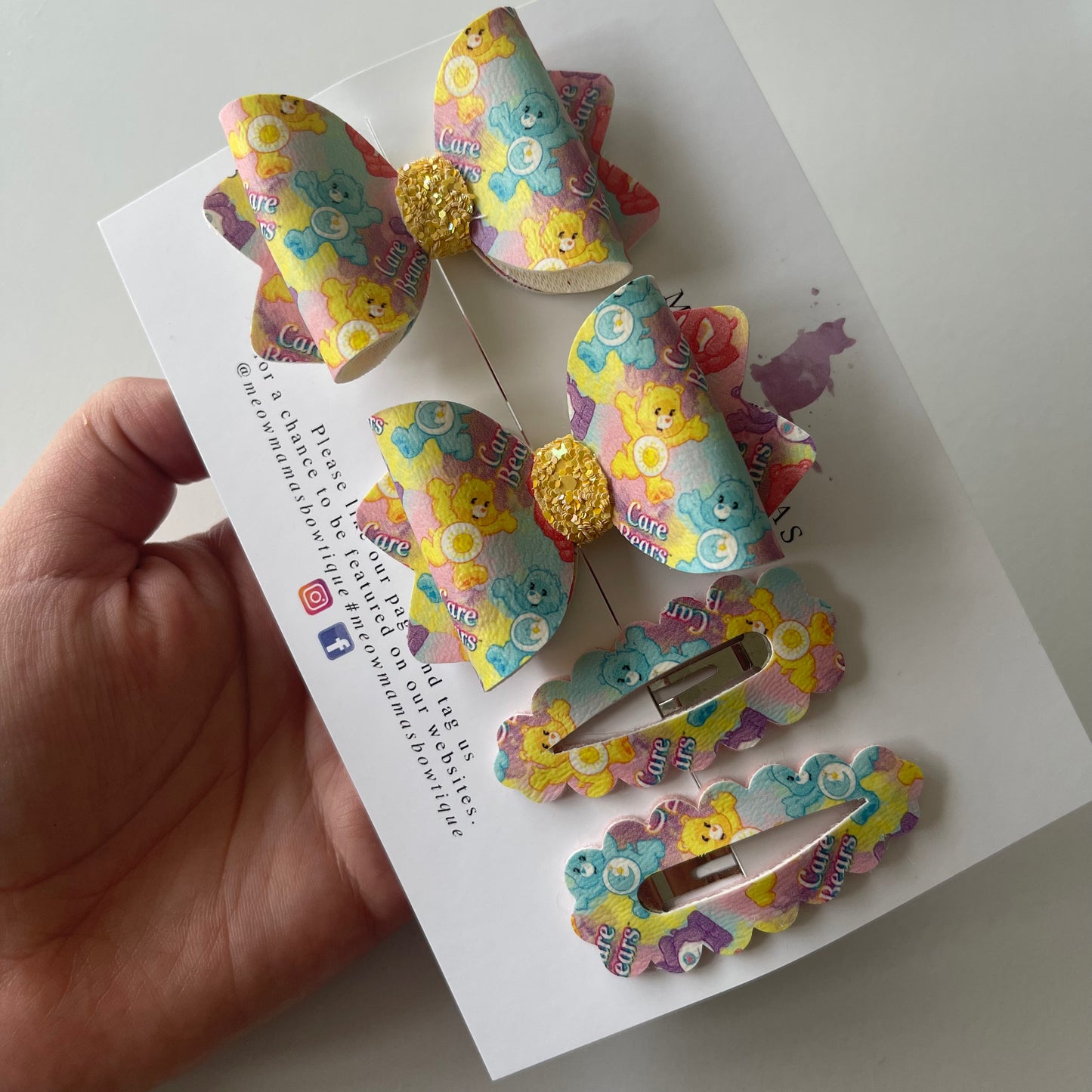 Pastel bears petite singular bow