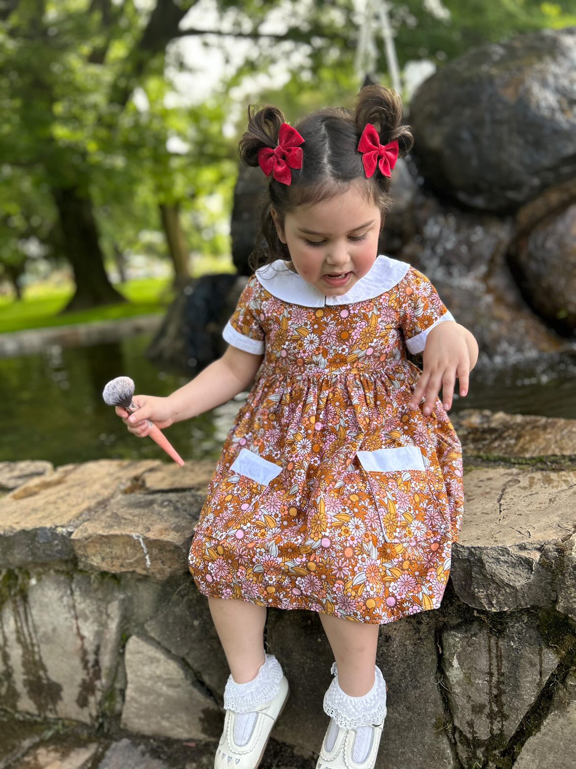 Mini Red velvet sailor bow