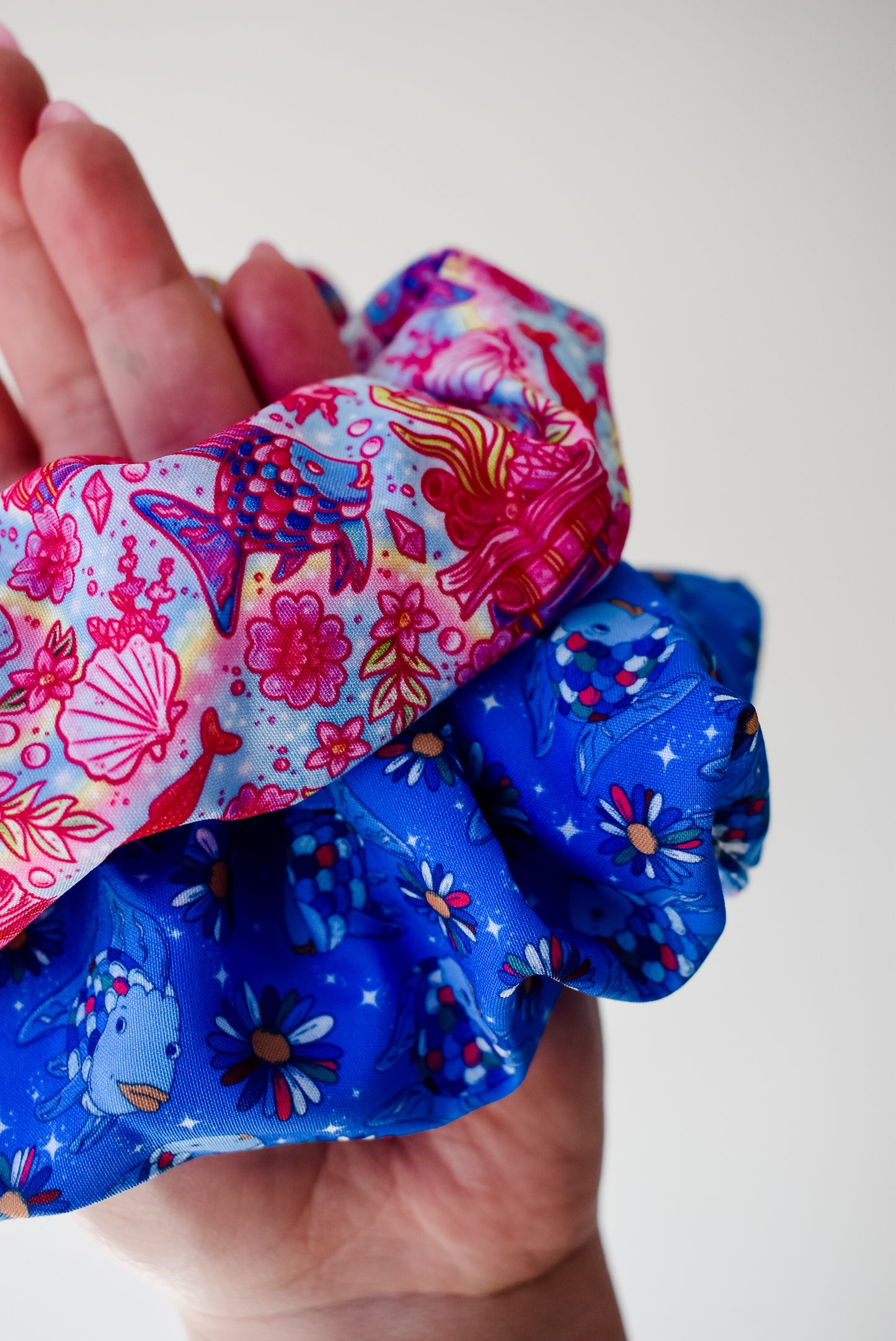 Pastel Rainbow fish scrunchie