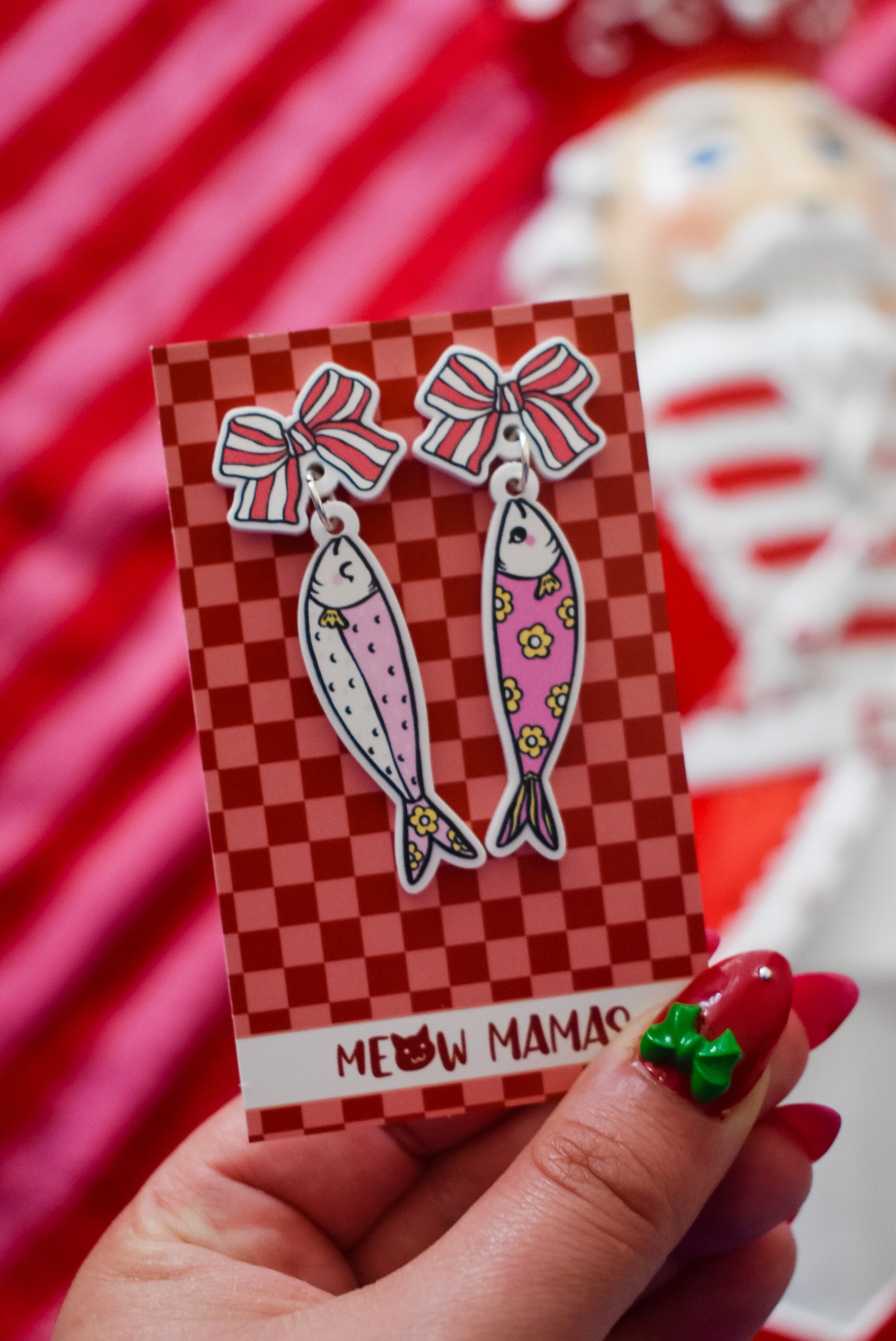 Coquette sardine statement acrylic dangles