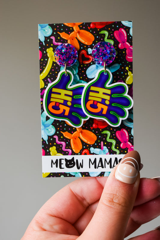 Hi 5 dangle earrings