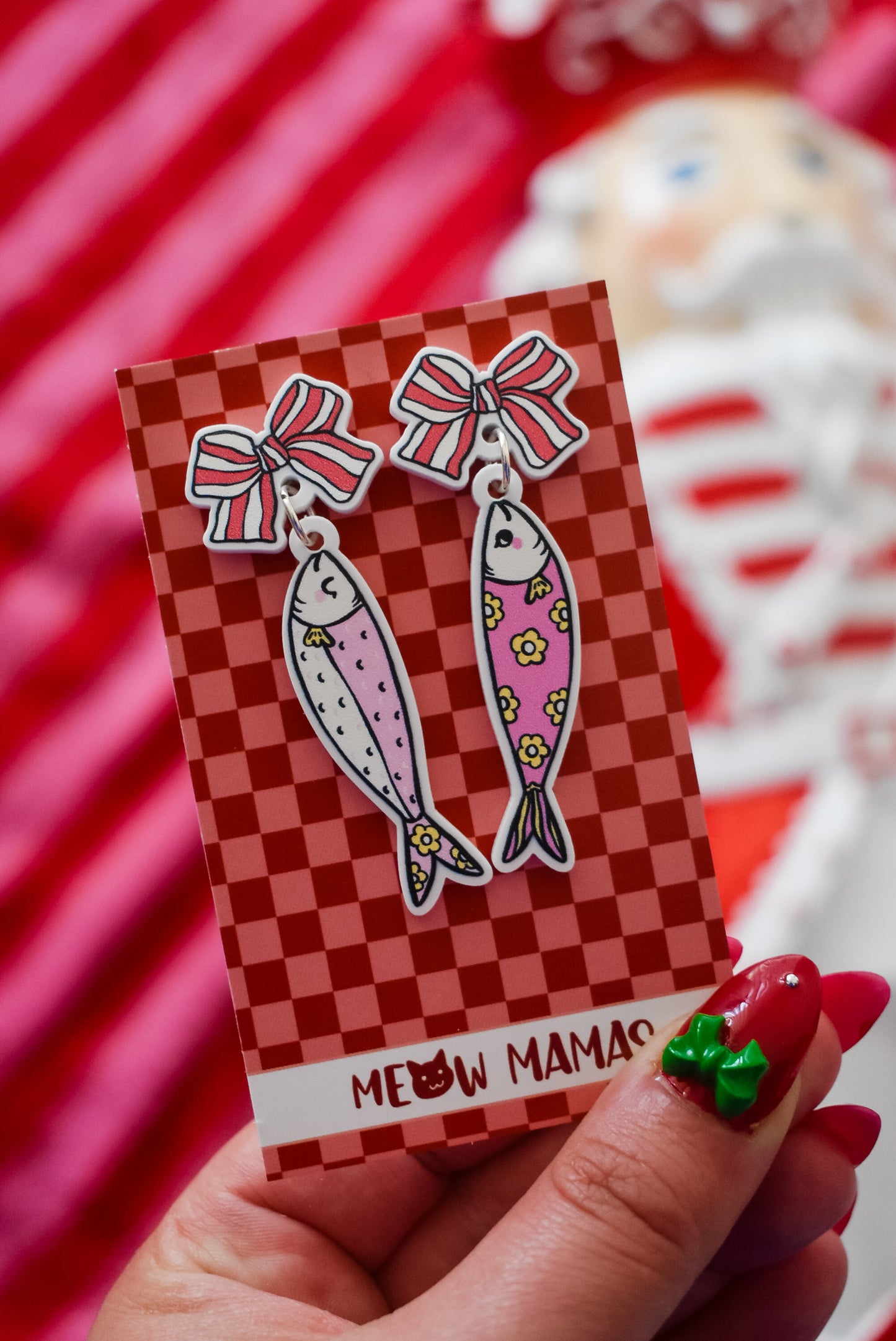 Coquette sardine statement acrylic dangles