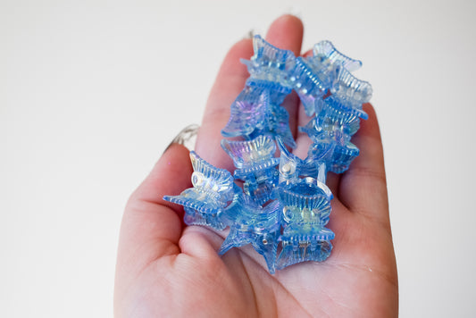 Blue butterfly mini claw clips